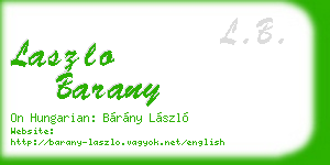 laszlo barany business card