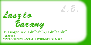 laszlo barany business card